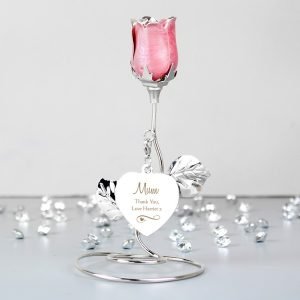 Personalised Swirls & Heat Pink Rose Bud Ornament